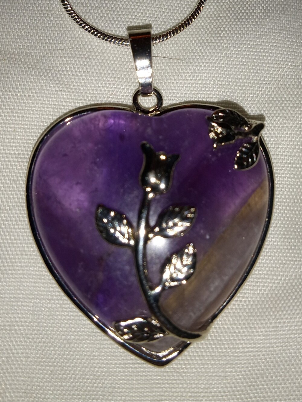 Heart-Shaped Purple Amethyst / Citrine Sterling Pendant Necklace 24-in Sterling